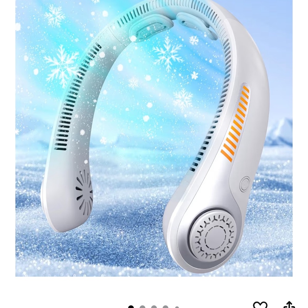 Portable Neck Fan in White and Gold